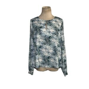 Forever 21 white blue long sleeves blouse size Small